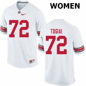 Women's Ohio State Buckeyes #72 Tommy Togiai White Nike NCAA College Football Jersey Real GBC5744PC